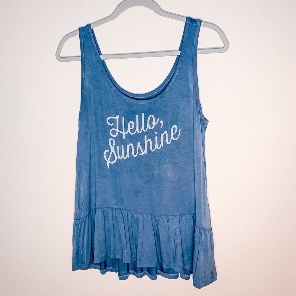 Zoe & Liv Hello Sunshine Blue Tank, Sz S